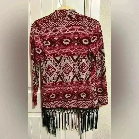 Lilypad Aztec Western Fringe Wrap Cardigan Size small - Picture 4 of 5